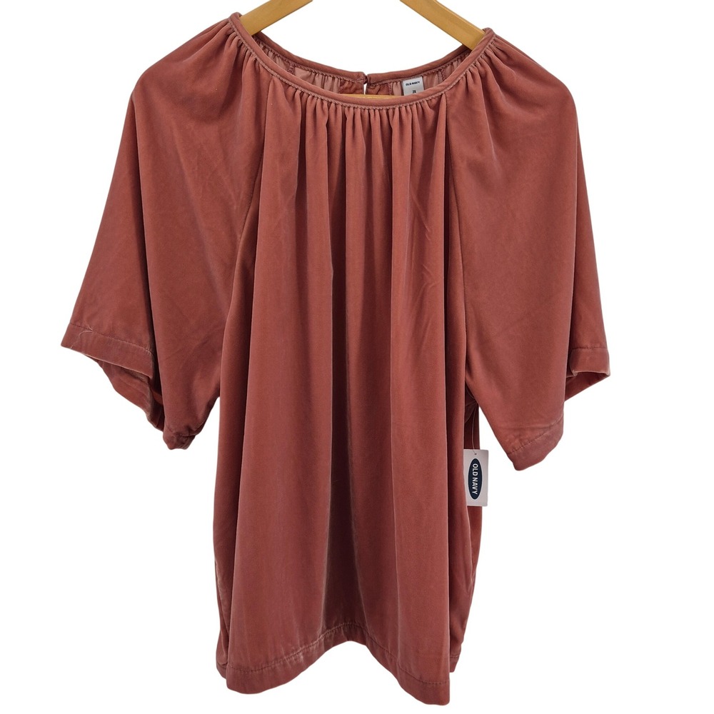 Old Navy Womens Velvet Dolman Sleeve Top Dusty Rose Pink Peasant‎ NWT Plus Sz 2X